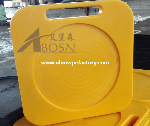 600x600mm Yellow Plastic Crane Outrigger Pad For Portable