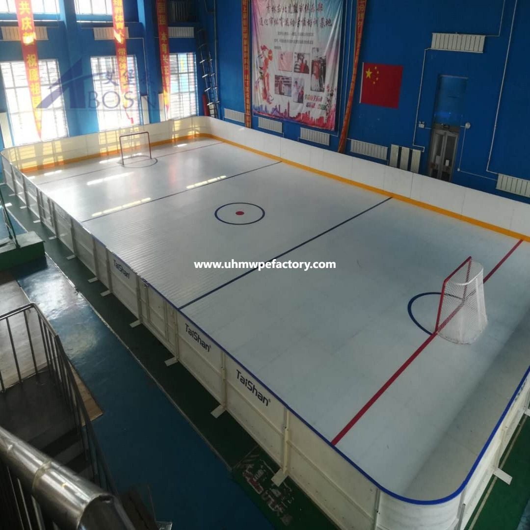 Anti-UV UHMWPE Synthetic Ice Tile Hockey Rink With Dasher Board Full System For indoor skating